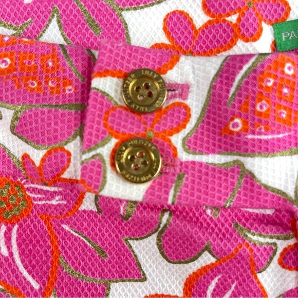Lilly Pulitzer Palm Beach Fit Floral Print Pants in White Pink Size 6 - Picture 4 of 8